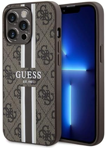 Guess GUHMP13LP4RPSW Hülle für iPhone 13 Pro / 13 6.1 braun hardcase 4G Printed Stripes