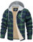 TACVASEN Herren Fleecejacke Fleecefutter Langarm Gefüttert Warm Hemden Winter Kapuzenjacke Hemdjacke mit Taschen (M, Grün)
