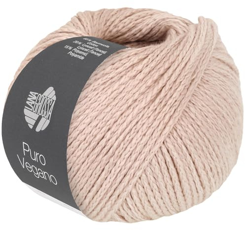 LANA GROSSA Puro Vegano | Kettgarnkonstruktion ohne tierische Fasern | Handstrickgarn aus 65% Baumwolle, 20% Lyocell (Tencel) & 15% Polyamid | 50g Wolle zum Stricken & Häkeln | 90m Garn FB 2