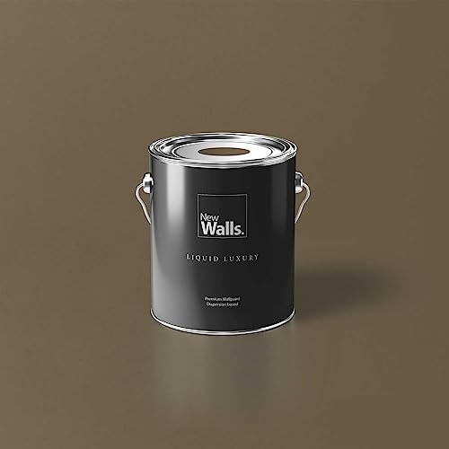 New Walls Premium Wandfarbe Braun, Khaki Liquid Luxury Dispersionsfarbe für Innenräume – 2,5 L