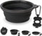 Bonza by Leash Boss Medium Collapsible Dog Bowl 750 mL, Sturdy Reinforced Rim, includes Carabiner & Water Bottle Holder Keychain, Black