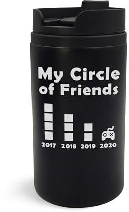 Circle of Friends - Taza térmica de viaje con diseño de jugador divertido grabado
