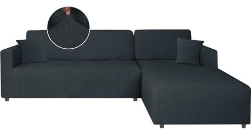 Ystyle Sofabezug L Form Stretch, Sofabezug Ecksofa Couchbezug L Form, Universal Sofa Überzug Ecksofa, Couch Cover L Shape Sofaschoner Schonbezug (2 Sitzer+2 Sitzer, Dunkelgrau)