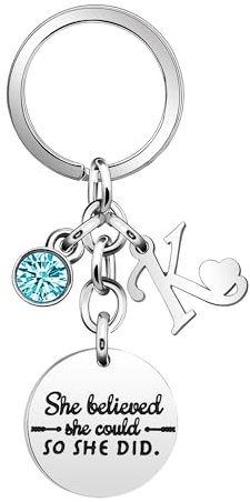 Inspirational Gift Key Chains She Believe She Could So She DidEncourage Key Rings for Her Women Girls Sister BFF Best Friends Bestie Colleague Graduation Birthday Christmas Anniversary Key Chain (K)