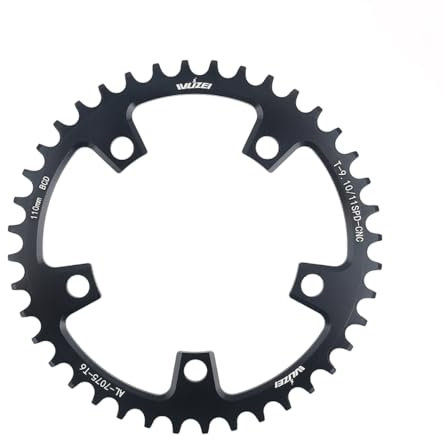 KTKEET 110/130 BCD Kettenblatt 36/38/40/42/44/46/48/50/52/54/56/58/60T 5 Schrauben rund schmal breit Fahrrad Kettenblatt für 9/10/11 Gang Rennrad Klapprad (110BCD 36T)
