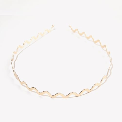 3 Stück Metall Haarband,Damen Welle Haarreifen Haarreif Stirnband,Rutschfestes Stirnbänder Kopfbedeckung Kopfschmuck Haarschmuck für Tägliches Tragen Outdoor Sports Yoga,Gold B