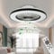 BKZO Modern LED Ceiling Light with Fan, Ceiling Fan with lamp, 24 Ventilation speeds, infinitely dimmable Light for Living Room, Bedroom, Office, 3000-5500 K, (Black Frame 50CM)