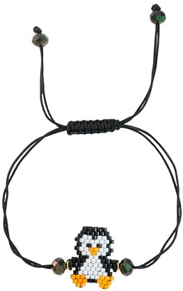 Handgefertigtes Pinguin Armband aus japanischen-Perlen im Pinguin Pixel-Design, Modell 1902