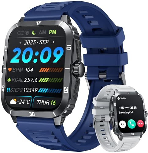 Smartwatch Fitnessuhr Uhren Armbanduhr mit Telefonfunktion: 2.0 Smart Watch Herren mit Pulsuhr Schlafmonitor Schrittzähler 3ATM Wasserdicht Fitness Uhr Sportuhr Männer 100+ Sportmodi für iOS Android
