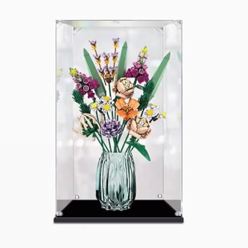 Transparente Acryl-Vitrine für Lego 10280 Blumenstrauß mit Rosenstrauß, Baustein-Sammlerstücke, transparent, staubdicht, Vitrine, Aufbewahrungsbox, Präsentationsbox, Ständer (nur Gehäuse) (2 mm)