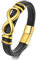 NEHZUS Edelstahl Unendlichkeitszeichen Armband für Männer, Leder Armband, Geburtstagsgeschenk für Vater (Gold)