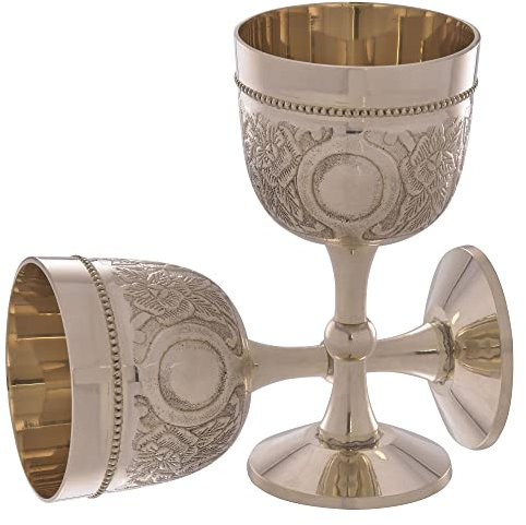 LEATHERVINES Calice in ottone di Re Artù, calice da vino vintage, decorazione medievale gotica, 210 ml, 1 pezzo