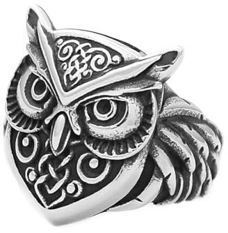 Caiduoduo Mode Nordic Vintage Eule Ring Für Männer Edelstahl Wikinger Keltischer Knoten Ring Tier Amulett Schmuck