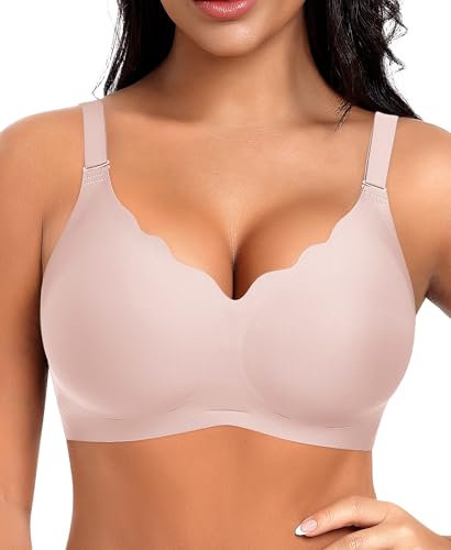 Ganado Reggiseno Senza Ferretto Donna Reggiseni Senza Cuciture Reggiseno Push Up Imbottito Comodo, S, Rosa-BR8