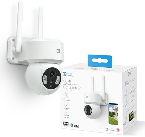 Garza Smart - Cámara de vigilancia WiFi IP 360º Exterior Inteligente. 1296P con Visión Nocturna, Audio bidireccional, Detección de Movimiento, Control por App.