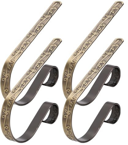 PEUTIER 4stk Weihnachtsstrumpfhalter, Rutschfeste Weihnachtsstrumpfaufhänger Verstellbarer Strumpfhaken für Kamin Kaminsims Weihnachtsstrumpf Dekoration (Bronze)