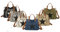 Stern Damen Tasche Fashion Shopper Henkeltasche Umhängetasche Canvas Stoff (Blau)