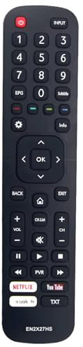 EN2X27HS - Mando a distancia de repuesto para Hisense Smart TV H55M7000 H55MEC3350 H55MEC5650 H55N5300 H55NEC5200 H65M5510 H65N5300 HE32M2161HWTS HE40KTS 3300U. WTS HE43K300UWTS HE43K300UWTS0001