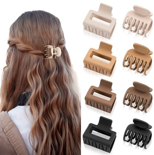 VivaSmile 8 Pinces Cheveux, Petite Pince Cheveux Femme, Pince à Cheveux Antidérapante, Pinces Cheveux Mat Et Forte Tenue, Accessoires Cheveux pour Cheveux Fins, Épais et Bouclés (Marron)