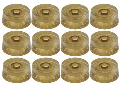 FLEOR Set mit 12 Geschwindigkeitsknöpfen für Gitarren mit weißem Buchstaben für Gibson LP & SG, Gold