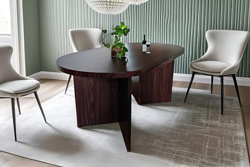 SAM Esszimmertisch Ovi | 160 x 90 cm | Holz Nussbaum-Optik | Tischplatte 40mm | Tischbeine in V-Form | ovaler Esstisch mit geraden Kanten | Holztisch Esszimmer | Esstisch Holz