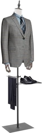 Schaufensterpuppe, Herren Torso mit Hosenständer und Schuhständer, Höhenverstellbar 70-130cm, Tragfähigkeit 30kg, für T-Shirts, Jacken, Anzügen