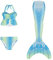 Meerjungfrau Flosse Mädchen mit Bikini Sommer Cosplay Monoflosse Kostüm Schwimmflossen Kinder Shepretty Fischschwanz Glitzernder Ideal für Pool und Meer
