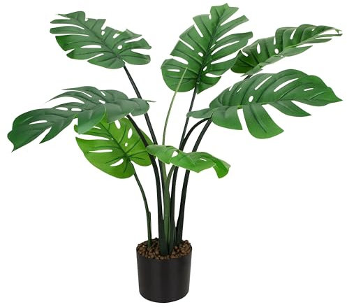 Piante Artificiali Interno Realistiche da 110cm, Albero Pianta Artificiale con Vaso Palma Monstera Grande per Decorazioni Camera da Letto Balcone Ufficio Giardino (1 Pack)