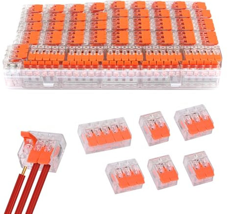 JurciCat 90 Piezas Clemas Electricas Conectores De Cable 4mm² Terminales Conductores De Material Pc Ignífugo Para 2-3-5 Conductores Cable Eléctrico Fijo Terminales De Cable