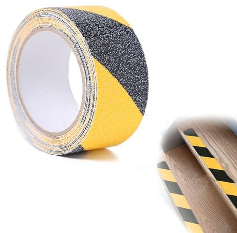 banjiabb Antirutsch Klebeband 10m*5cm,Anti Rutsch Klebeband,Bodenmarkierungsband,Absperrband,Bodenmarkierung,Antirutschband,Markierungsband,Warnband,für Indoor und Outdoor,schwarz-gelb