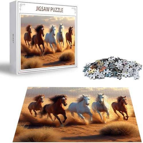 Pferd Puzzle 5000 Teile Tier Puzzle Erwachsene, Holzpuzzle Erwachsene, DIY Groß Puzzelmatten, Premium Quality Klassische Wooden Jigsaw, Holzpuzzle ab 14 Jahren für Jungen, Geschenke Mädche S-287