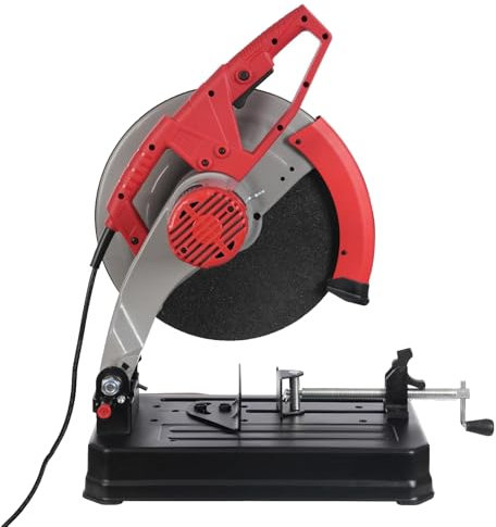 AXGCAA Electric Chop Saw, 14 Inch Metal Cutting Saw with Locking Device, 2800W Heavy Duty Steel Cutting Machine with Protective Cover, 0 to 45° Adjustable Angle, for Steel Rebar Iron Aluminum