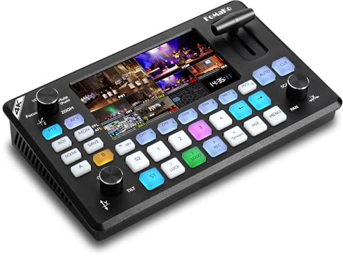 FoMaKo 4K Video Mixer Switcher mit 5.5 Zoll LCD Bildschirm, Videomischer 4-Kanal-HDMI Live Streaming Switcher, 4K 60FPS Eingang, 1080p 60FPS Ausgang, Unterstützt PTZ-Steuerung (KC602)
