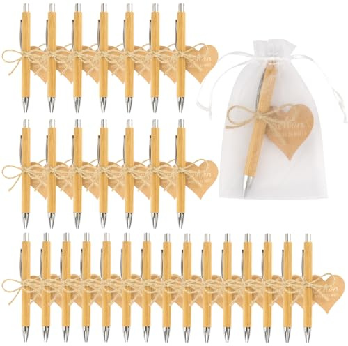 30 Sets Schön Das Du Da Bist Gastgeschenke Hochzeit,Holz Kugelschreiber | Mit Herz Karte,Gastgeschenke Geburtstag,Geschenke für Kollegen,Dankeschön Geschenkset für Hochzeit,Geburtstag,Kommunion,Taufe