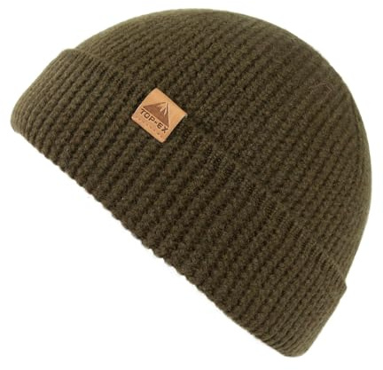 TOP-EX 100% Merino Wolle Fisherman Beanie Herren & Damen, Stretchy Strickmuetze, Warm Wintermütze für Outdoor, M-XXL