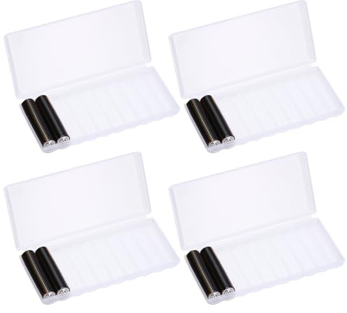 sourcing map Battery Organizer Storage Box, 10 x AAA Batteries Plastic Clear Battery Storage Case Holder Garage Container Portable Organizer for Travelling, Home, Office, Garage (Pack of 4)
