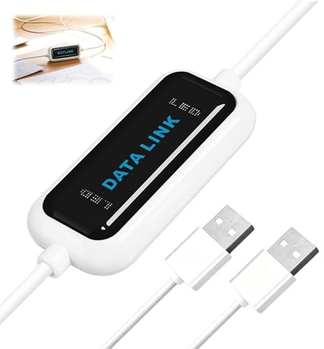 USB Link Kabel PC zu PC, USB 2.0 Datenkabel 480 Mbit/s Transferkabel für Windows 11 10 8 7 Vista XP 2000, Plug and Play Sync Kabel mit LED, Dateiübertragung für Laptop Desktop, Direkt 1,5 m Weiß