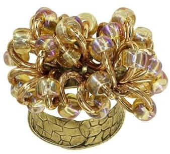 Konplott: Ring Beach Club, moderner Gipsy-Ring mit Metallringen und Glasperlen, für Damen/Frauen (beige)