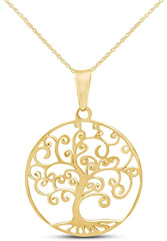 Jewel Zone US Tree of Life Filigree Pendant Necklace 14k Yellow Gold Over Sterling Silver