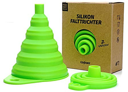 Collory Ensemble d'entonnoir en silicone pliable (2 pièces) pour la cuisine et le ménage | l'aide de remplissage | pliant | Résistant à la chaleur -30 °C - +230 °C | Sécurité alimentaire