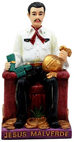 Atlantic Collectibles Jesus Malverde Statue Engel der Armen Sinaloa Religiöse Figur Mexiko Dekor 15,9 cm hoch