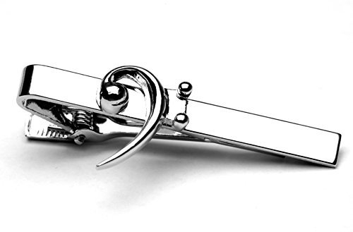 Bass Clef Silver-plated Tie Bar/Clip/Slide
