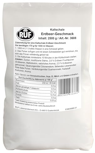 RUF Kaltschale Erdbeer ohne Kochen, Großpackung, Fruchtsuppe mit Erdbeeren gefriergetrocknet, nur 10 Min Kühlzeit, glutenfrei und vegan, 1x2500g