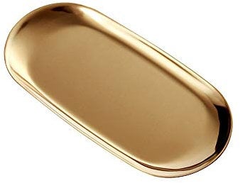 Gold Trinket Serving Tray, ANZOME Oval Stainless Steel Tray Towel Storage Dish Plate, Tea Fruit Trays Cosmetics Jewelry Plate used in Bedroom, Kitchen, Living Room, Bathroom and Outdoors