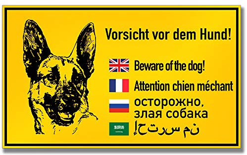 Schild Vorsicht Hund Hinweisschild inkl. 4 Lochbohrungen | 25x15cm | stabile Aluminium Verbundplatte (Vorsicht Hund (25x15cm))