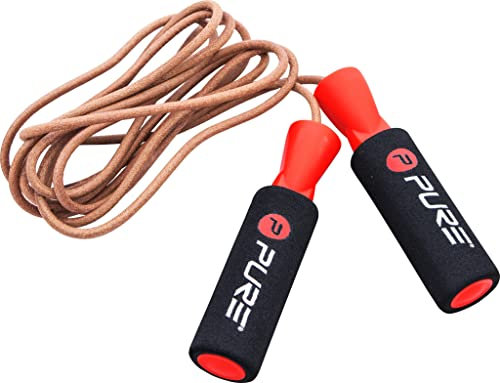 Pure2Improve - Springseil aus Leder, Fitnessseil zum Springen, Schwarz/Rot, P2I201200