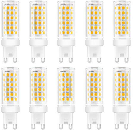 HUAMu 10 Stück G9 LED Lampen 9W LED Lampe Warmweiß 3000K 75 SMD 2835LEDs 360 Grad Abstrahlwinkel Hohe Helligkeit 900LM LED Bulb AC85-265V