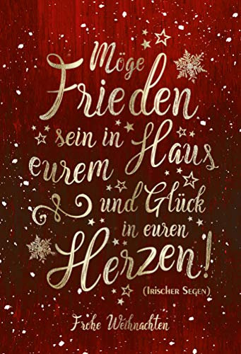 KE Weihnachten | Weihnachtskarten | Weihnachtskarte | Weihnachtskarten mit Umschlag Set | goldene Schrift | DIN A6 | 17,1 x 11,7cm | Motiv: Spruch