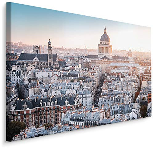 Muralo Bilder Stadt 30 x 20cm Bild auf Leinwand Wandbild Kunstdruck Paris Panorama Leinwandbilder Schlafzimmer Wohnzimmer Wanddekoration Design Wand Bild Panorama Architektur