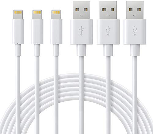 ilikable Cable iPhone Original 2M 3 Pack, Cargador de Carga Rapida Compatible con iPhone 13 12 11 Pro Max/XS Max/XR/X/8/7/6s/SE/iPad Mini Air, iPod, Airpods - Blanco